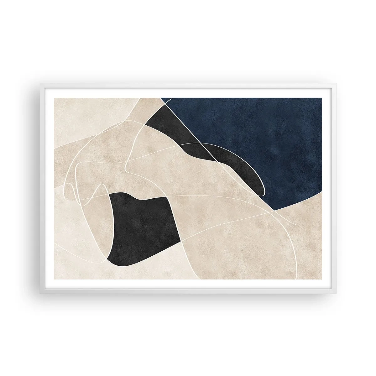 Plakat w białej ramie - Kompozycja abstrakcyjna – kontrast barw - 100x70 cm