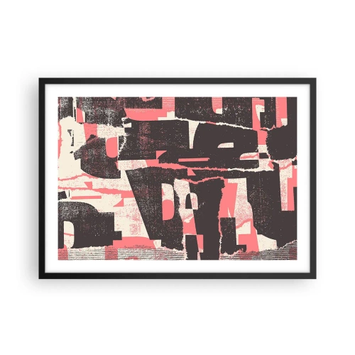 Plakat w czarnej ramie - Abstrakcyjna kompozycja w odcieniach różu i brązu - 70x50cm - Cały ten zgiełk - Nowoczesna dekoracja ścienna do salonu i sypialni ARTTOR