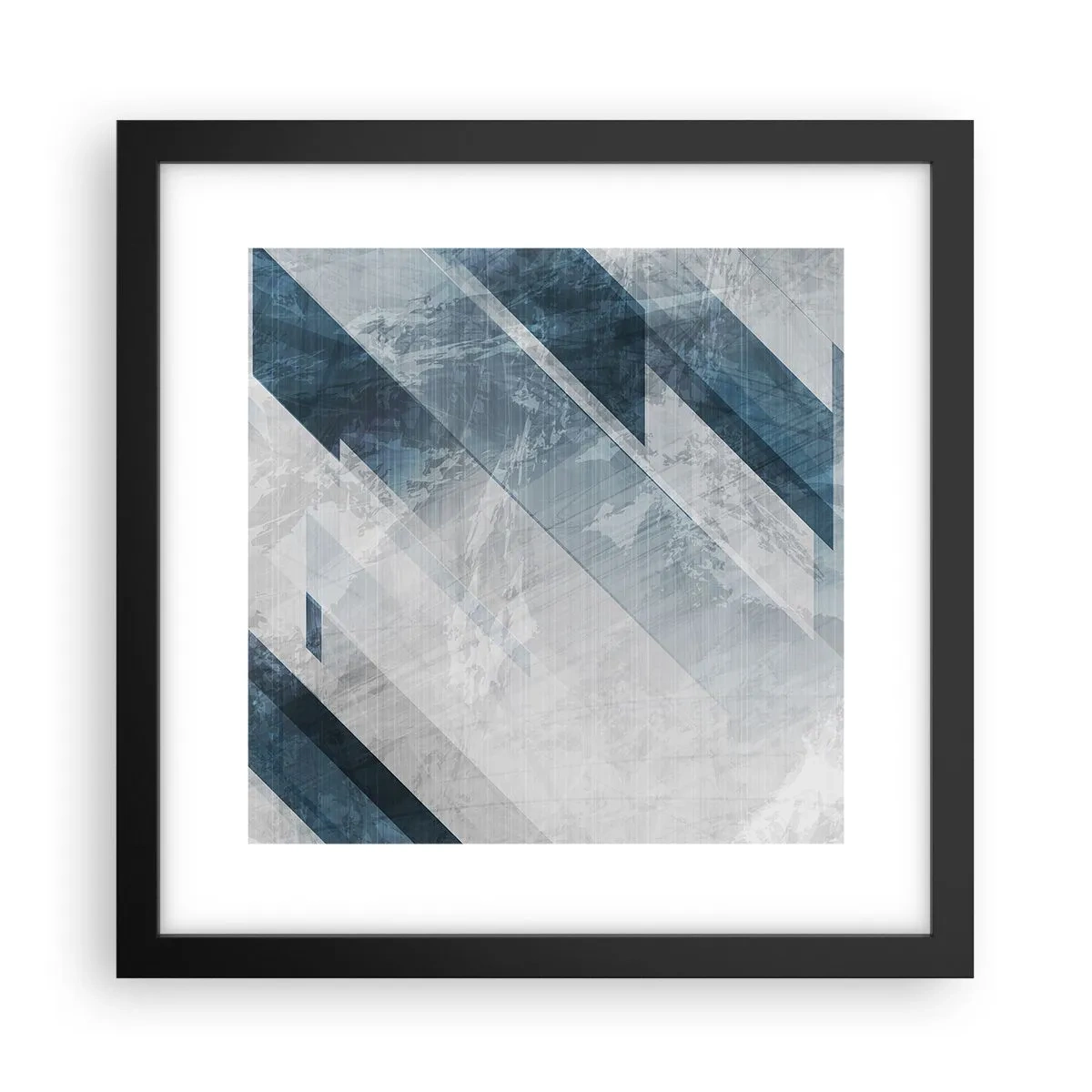 Plakat w czarnej ramie - Kompozycja przestrzenna – ruch szarości - 30x30 cm