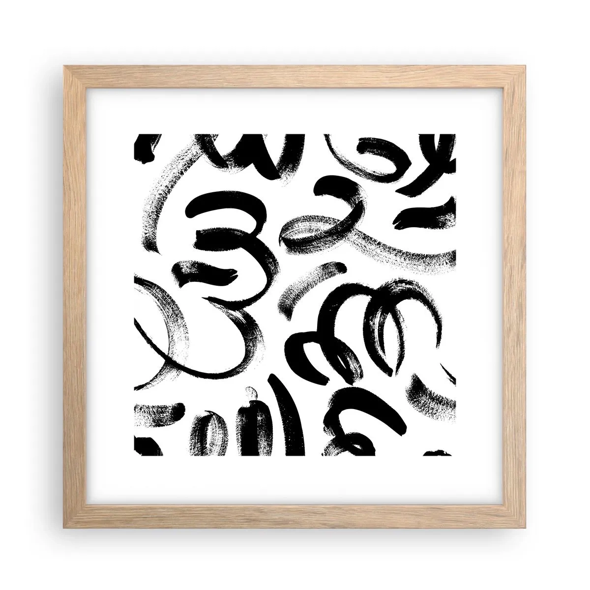 Plakat w ramie jasny dąb - Czarno na białym - 30x30 cm