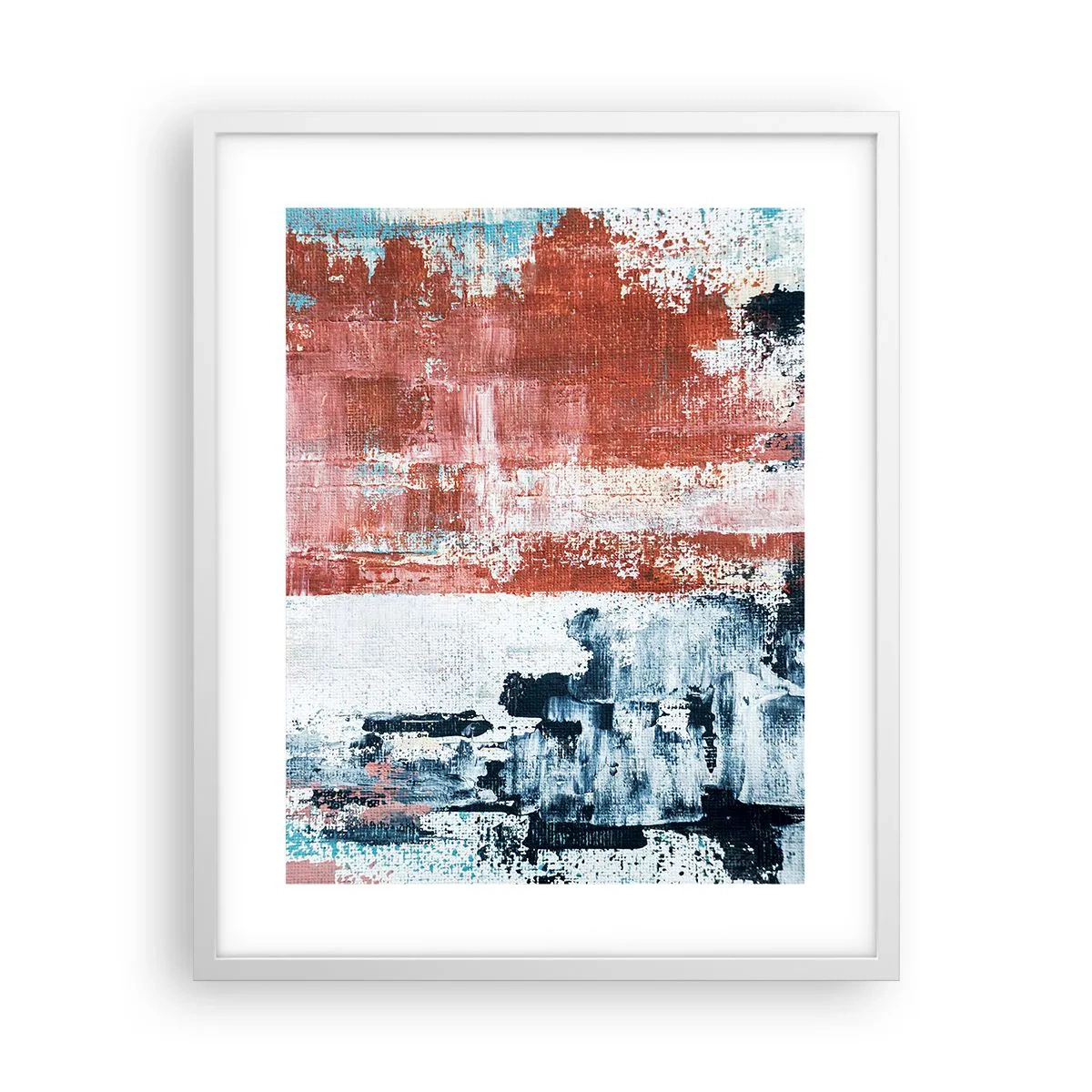 Plakat w białej ramie - Abstrakcyjne pół na pół - 40x50 cm