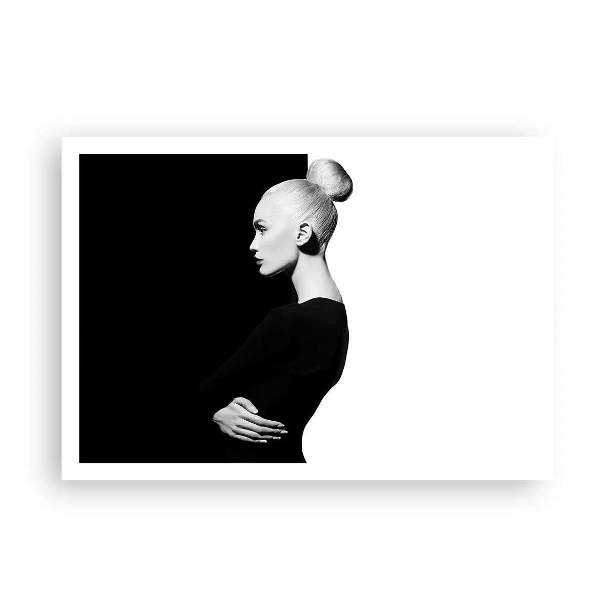 Plakat - Stylowy portret kobiety na tle czarno-białym - 100x70cm - Po prostu kobieta - Nowoczesna dekoracja ścienna do salonu i sypialni ARTTOR