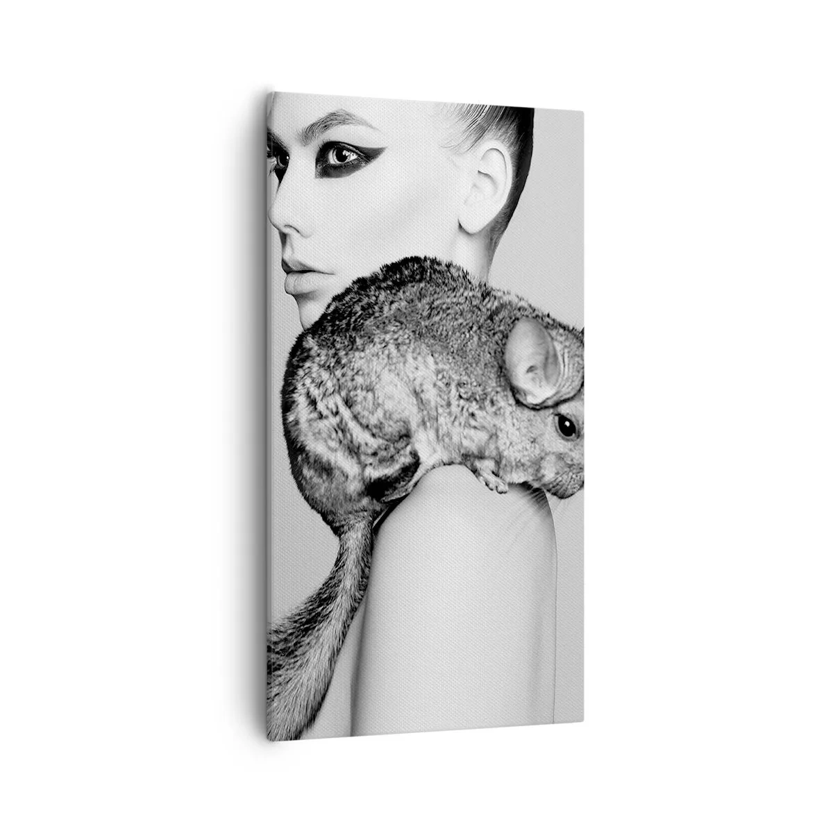 Obraz na płótnie - Dama z szynszylą - 55x100 cm