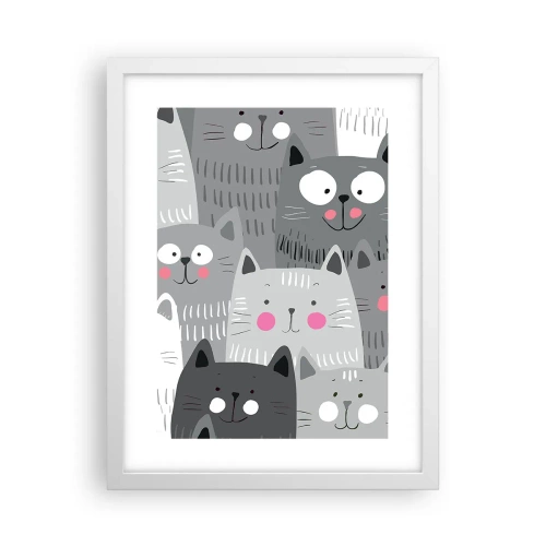 Plakat w białej ramie - Koci świat - 30x40 cm