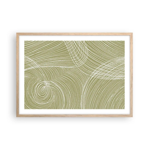 Plakat w ramie jasny dąb - Abstrakcja misterna w bieli - 70x50 cm