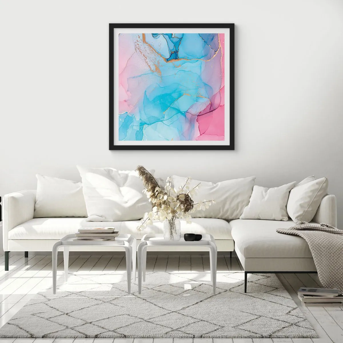 Plakat w czarnej ramie - Spotkanie i przenikanie - 60x60 cm