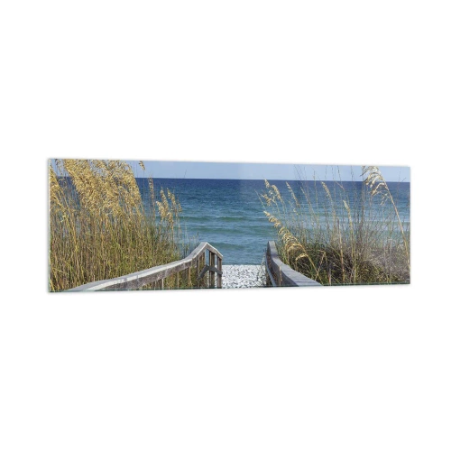 Obraz na szkle - Ścieżka na plażę z widokiem na morze - 160x50cm - W słońcu, na wietrze - Nowoczesna dekoracja ścienna do salonu i sypialni ARTTOR