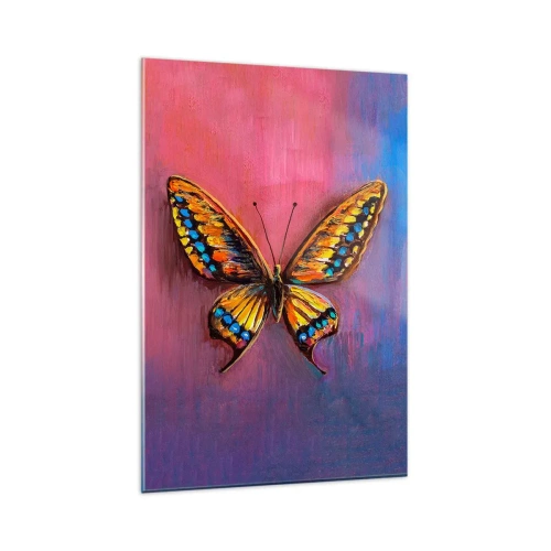 Obraz na szkle - Kolorowy motyl na abstrakcyjnym tle - 80x120cm - Klejnot natury - Nowoczesna dekoracja ścienna do salonu i sypialni ARTTOR