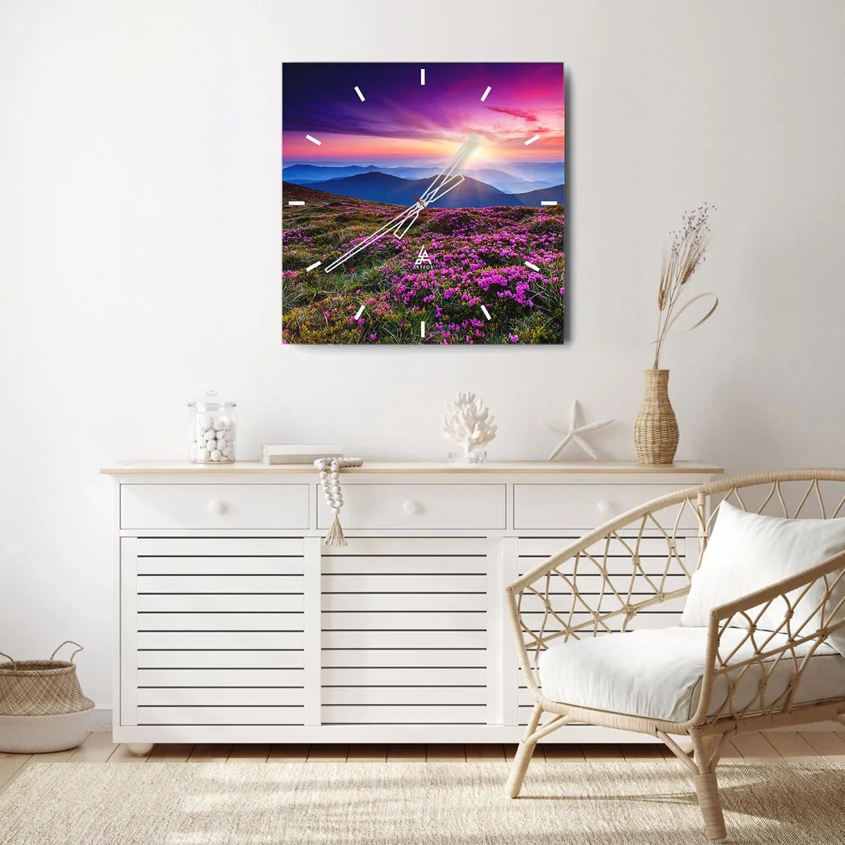 Zegar ścienny - Ziół zapachniały świeże pęki od niw - 40x40 cm