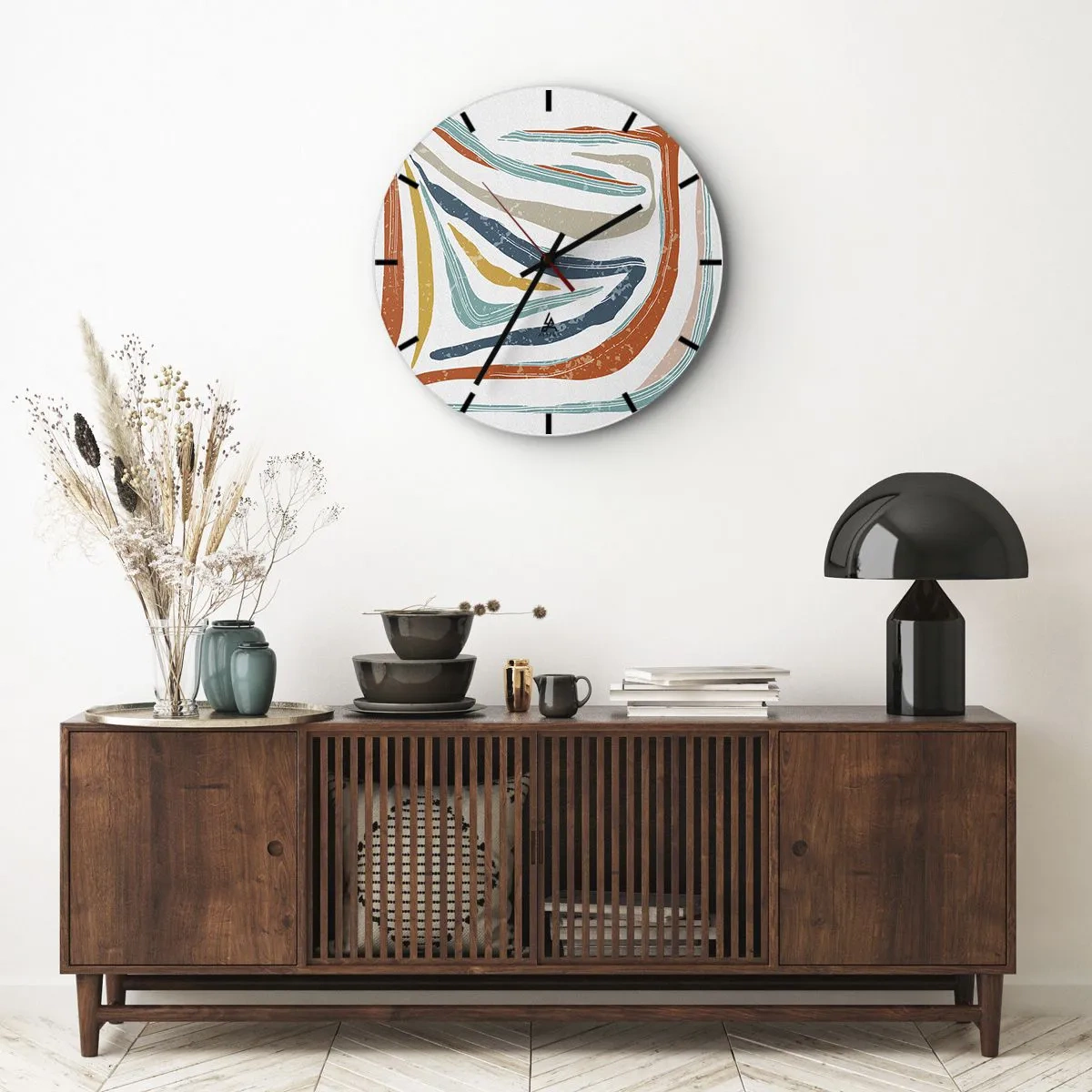 Zegar ścienny - Abstrakcja przyjaźnie uśmiechnięta - 30x30 cm