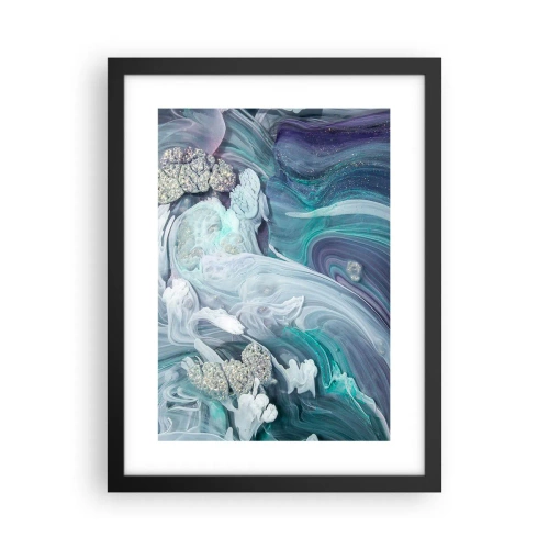 Plakat w czarnej ramie - Nurty błękitu - 30x40 cm