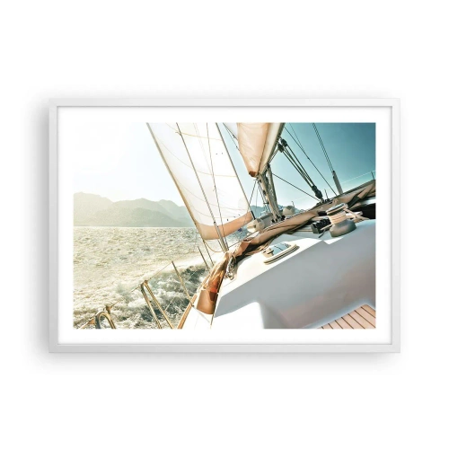Plakat w białej ramie - Pod pełnymi żaglami - 70x50 cm
