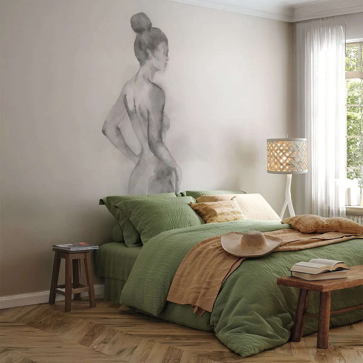 Fototapeta Premium Canvas - Piękna jak malowanie - Kobieta, Ciało, Grafika - 400x280 cm