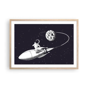 Plakat w ramie jasny dąb - Kosmiczny surfer - 70x50 cm