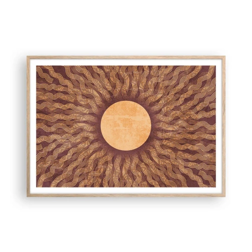 Plakat w ramie jasny dąb - Ikona słońca - 100x70 cm