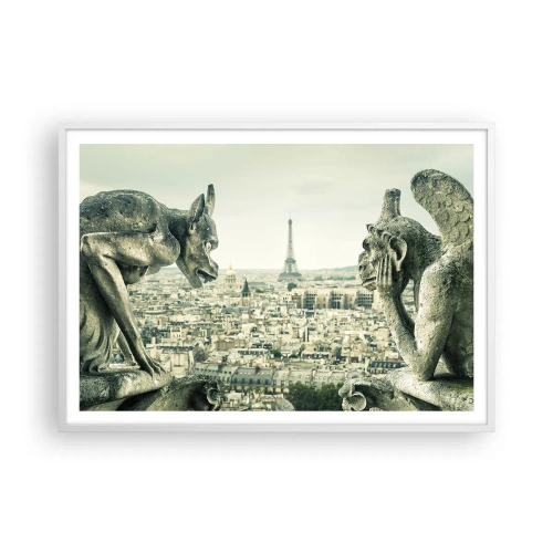 Plakat w białej ramie - Paryskie pogaduchy - 100x70 cm