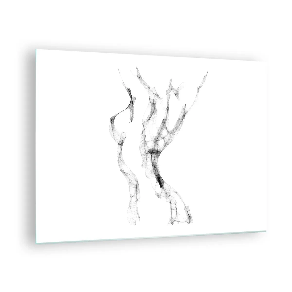 Obraz na szkle - Abstrakcyjny kobiecy kontur z czarnych, dymnych linii - 70x50cm - Piękna i silna - Nowoczesna dekoracja ścienna do salonu i sypialni ARTTOR