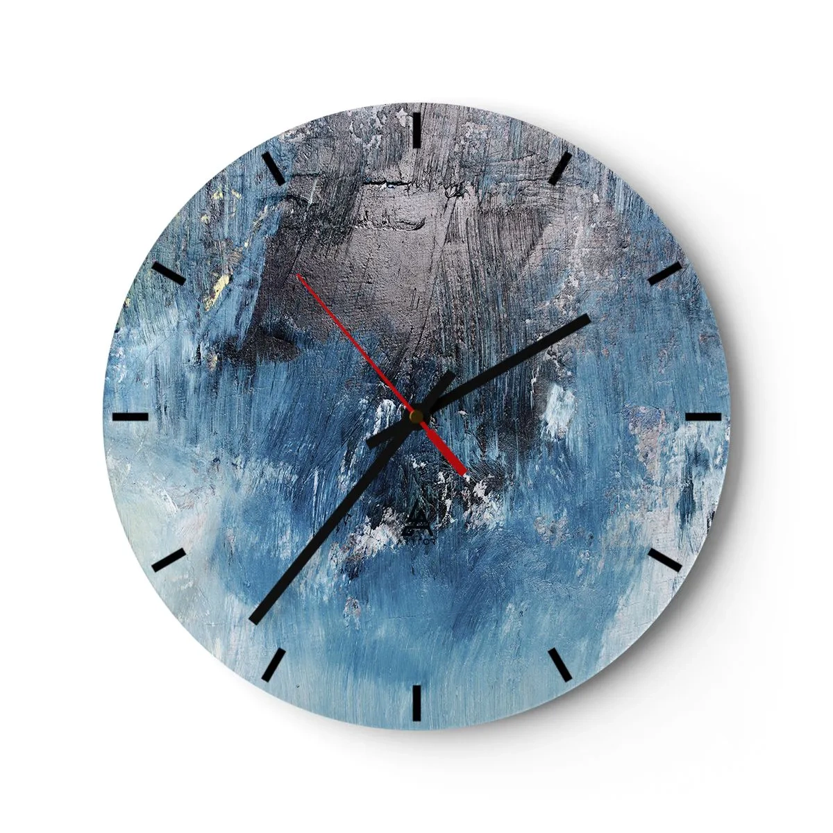 Zegar ścienny - Abstrakcyjna tekstura w odcieniach niebieskiego - 30x30cm - Błękitna rapsodia - Nowoczesna dekoracja ścienna do salonu, kuchni i sypialni ARTTOR