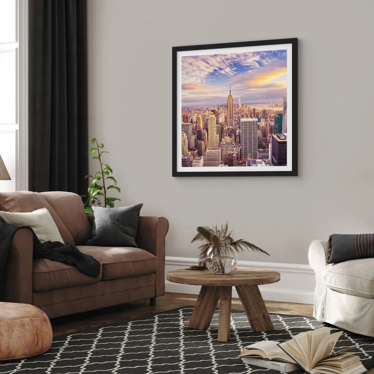 Plakat w czarnej ramie - Sięgnąć samych chmur - 30x30 cm