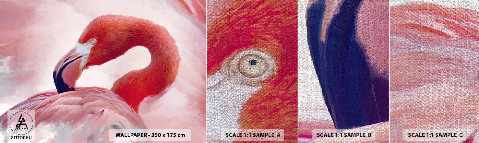 Fototapeta Próbka Premium Canvas - Ptasia uroda - Flaming, Ptak, Natura - 100x30 cm