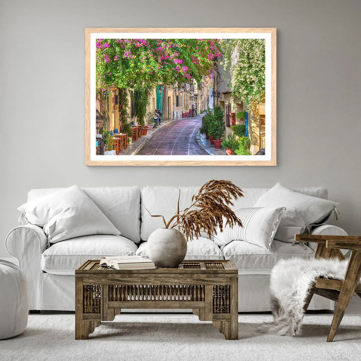 Plakat w ramie jasny dąb - Kwitnący zaułek - 70x50 cm