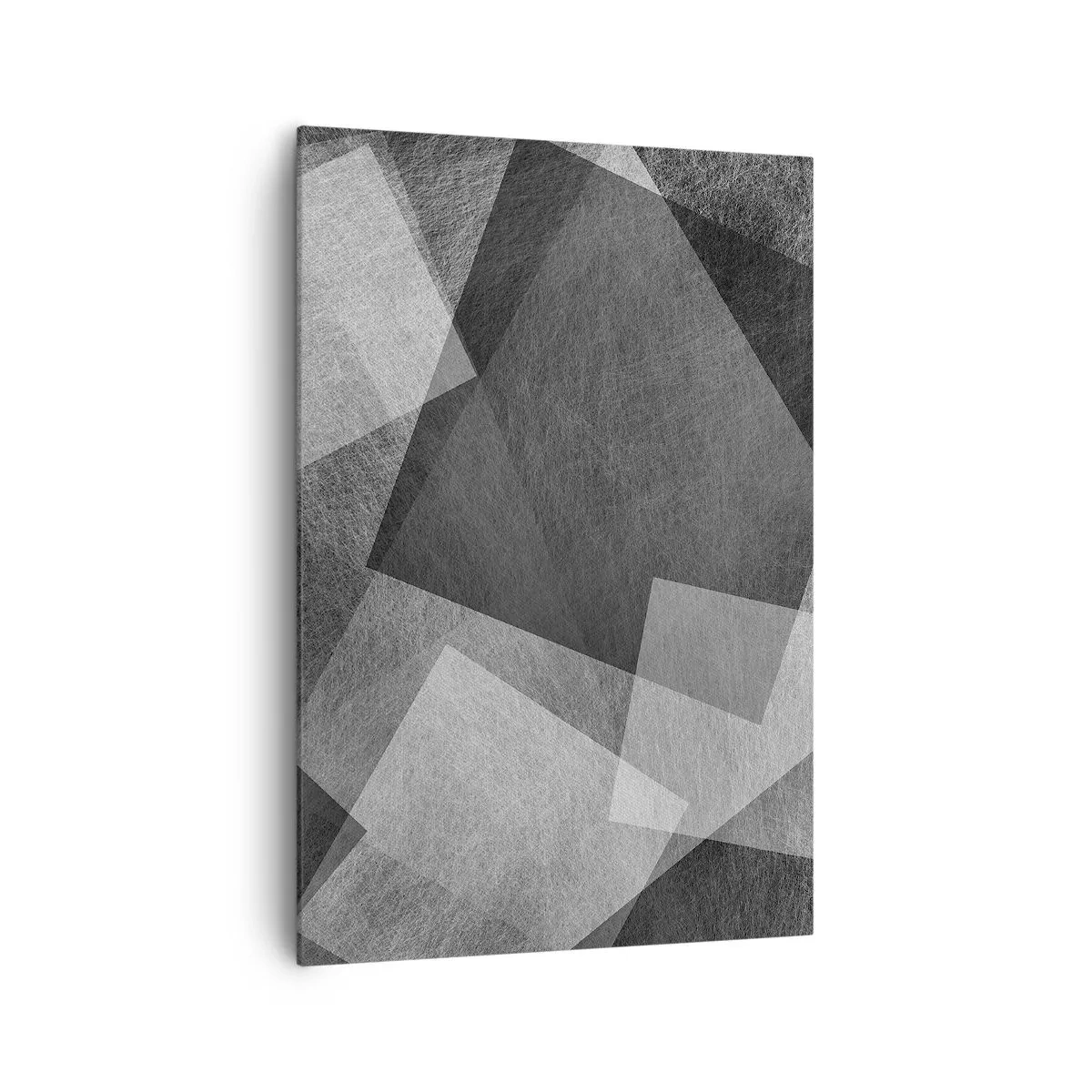 Obraz na płótnie - Czarno-biała abstrakcja z geometrycznymi kształtami - 70x100cm - Odwieczny symbol trwałości i porządku - Nowoczesna dekoracja ścienna do salonu i sypialni ARTTOR