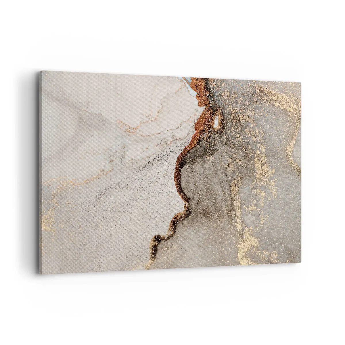 Obraz na płótnie - Abstrakcyjny motyw z odcieniami złota i szarości - 120x80cm - Na granicy barw - Nowoczesna dekoracja ścienna do salonu, kuchni i sypialni ARTTOR
