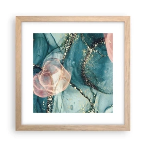 Plakat w ramie jasny dąb - Jedwabny błękit, tiulowy róż - 30x30 cm