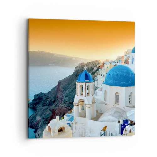 Obraz na płótnie - Santorini - przytulone do skał - 70x70 cm