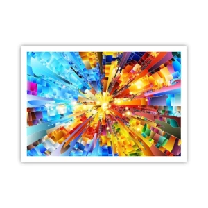 Plakat - Dynamiczna eksplozja barw i światła - 100x70cm - In medias res - Nowoczesna dekoracja ścienna do salonu i sypialni ARTTOR