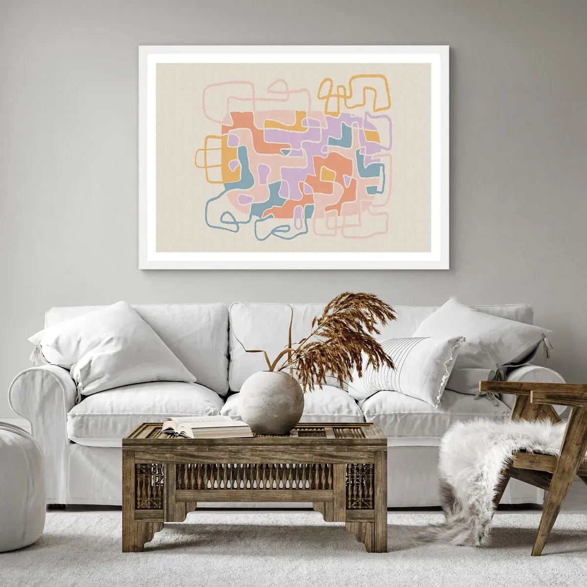 Plakat w białej ramie - Labirynt – radosna przygoda - 100x70 cm