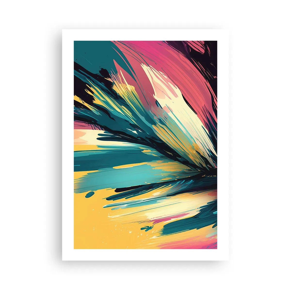 Plakat - Abstrakcyjna eksplozja barw w dynamicznym układzie - 50x70cm - Kompozycja – eksplozja radości - Nowoczesna dekoracja ścienna do salonu, kuchni i sypialni ARTTOR