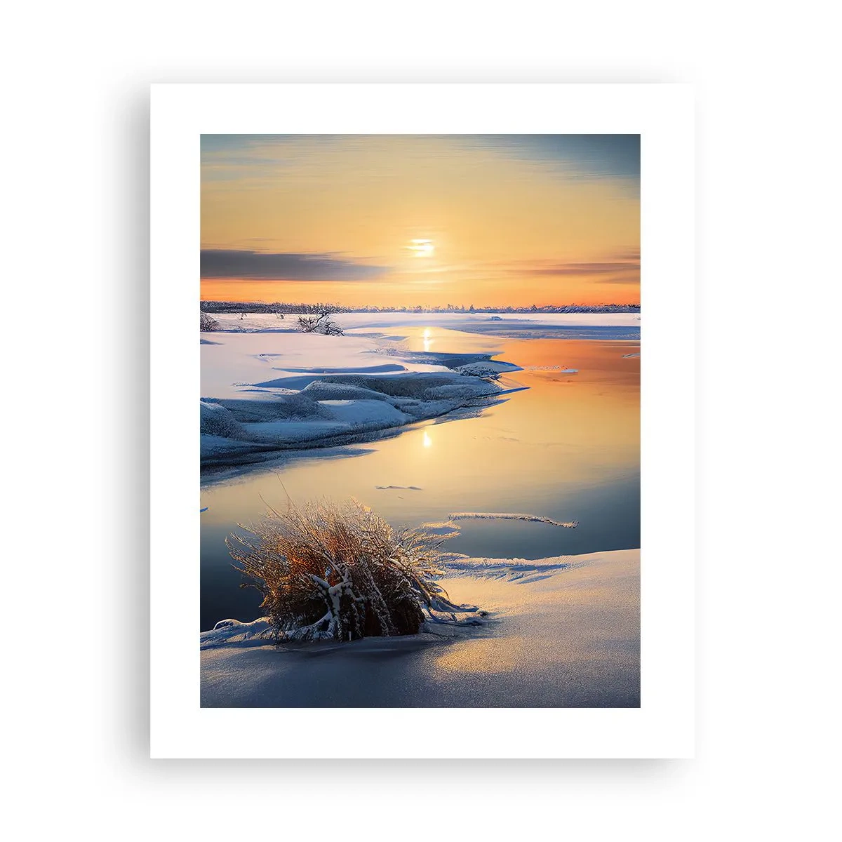Plakat - Zimowy zachód słońca - 40x50 cm