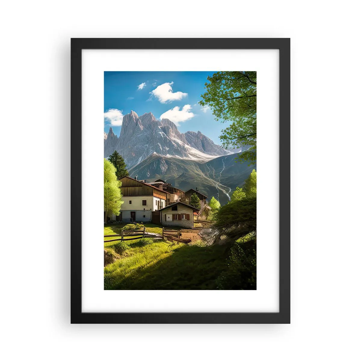 Plakat w czarnej ramie - Alpejska sielanka - 30x40 cm