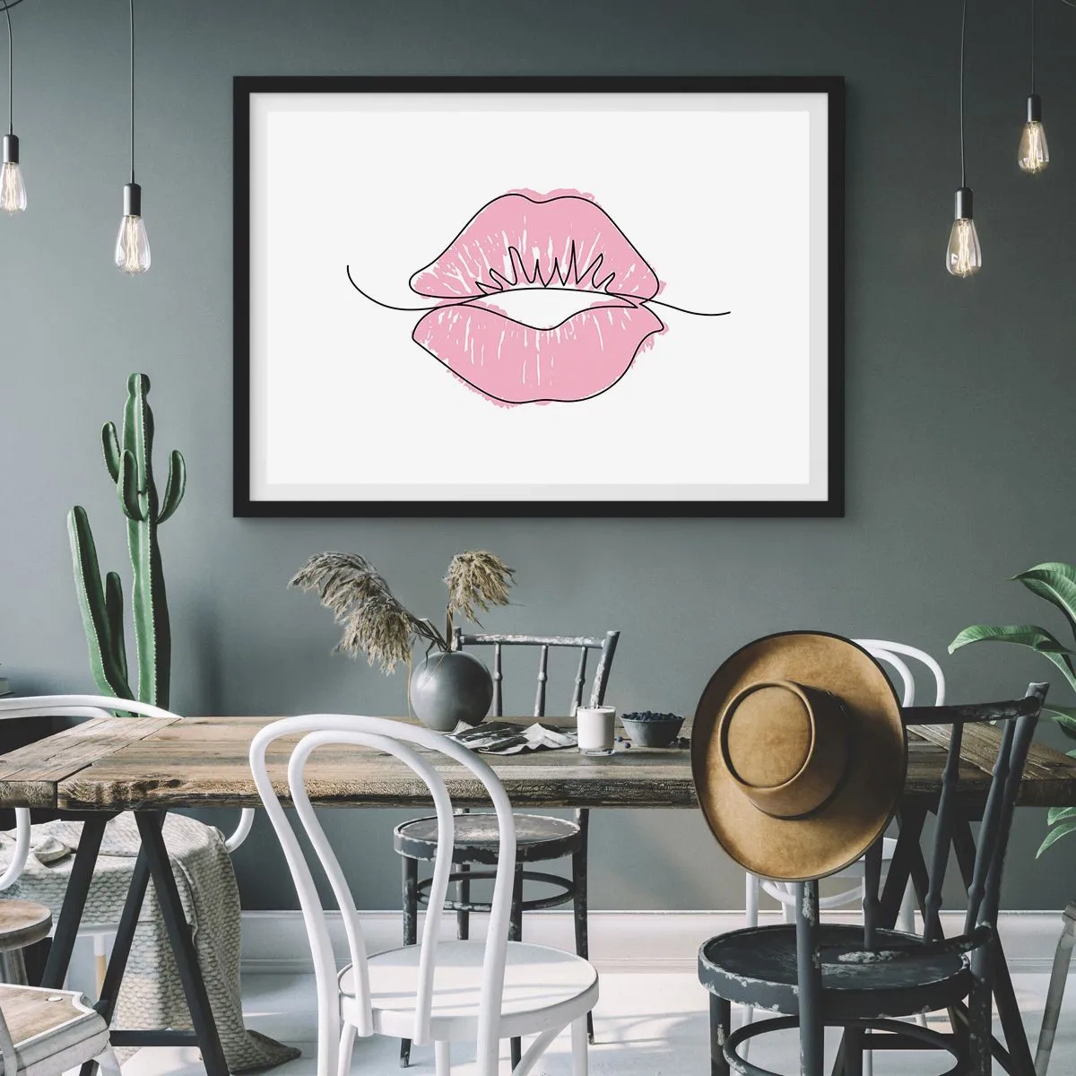 Plakat w czarnej ramie - Gotowy do pocałunku? - 50x40 cm