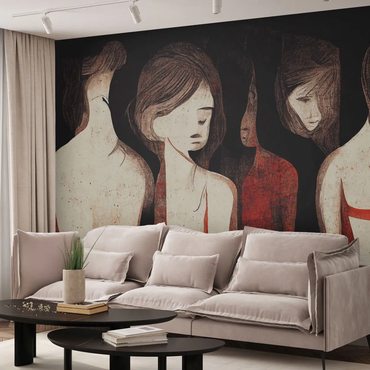 Fototapeta Premium Canvas - Madonny z ciemności - Kobiety, Sztuka, Smutek - 350x256 cm