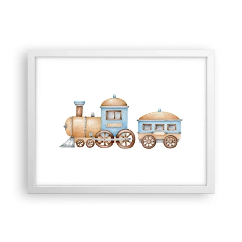 Plakat w białej ramie - Stoi na stacji... - 40x30 cm