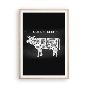 Plakat w ramie jasny dąb - Elementarz masarza - 70x100 cm