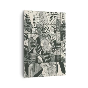 Obraz na płótnie - Geometryczne abstrakcyjne wzory w odcieniach zieleni na jasnym tle - 70x100cm - Dynamika współczesności - Nowoczesna dekoracja ścienna do salonu i sypialni ARTTOR