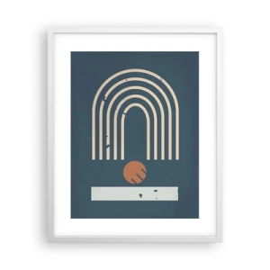 Plakat w białej ramie - Geometria na granacie - 40x50 cm