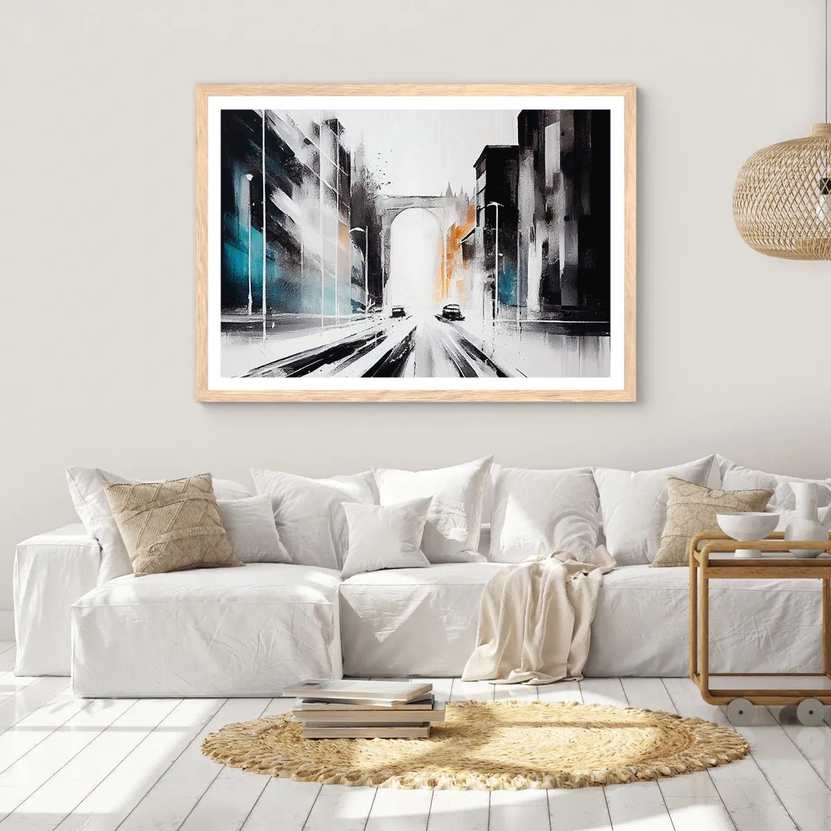 Plakat w ramie jasny dąb - Studium miasta: architektura i ruch - 40x30 cm