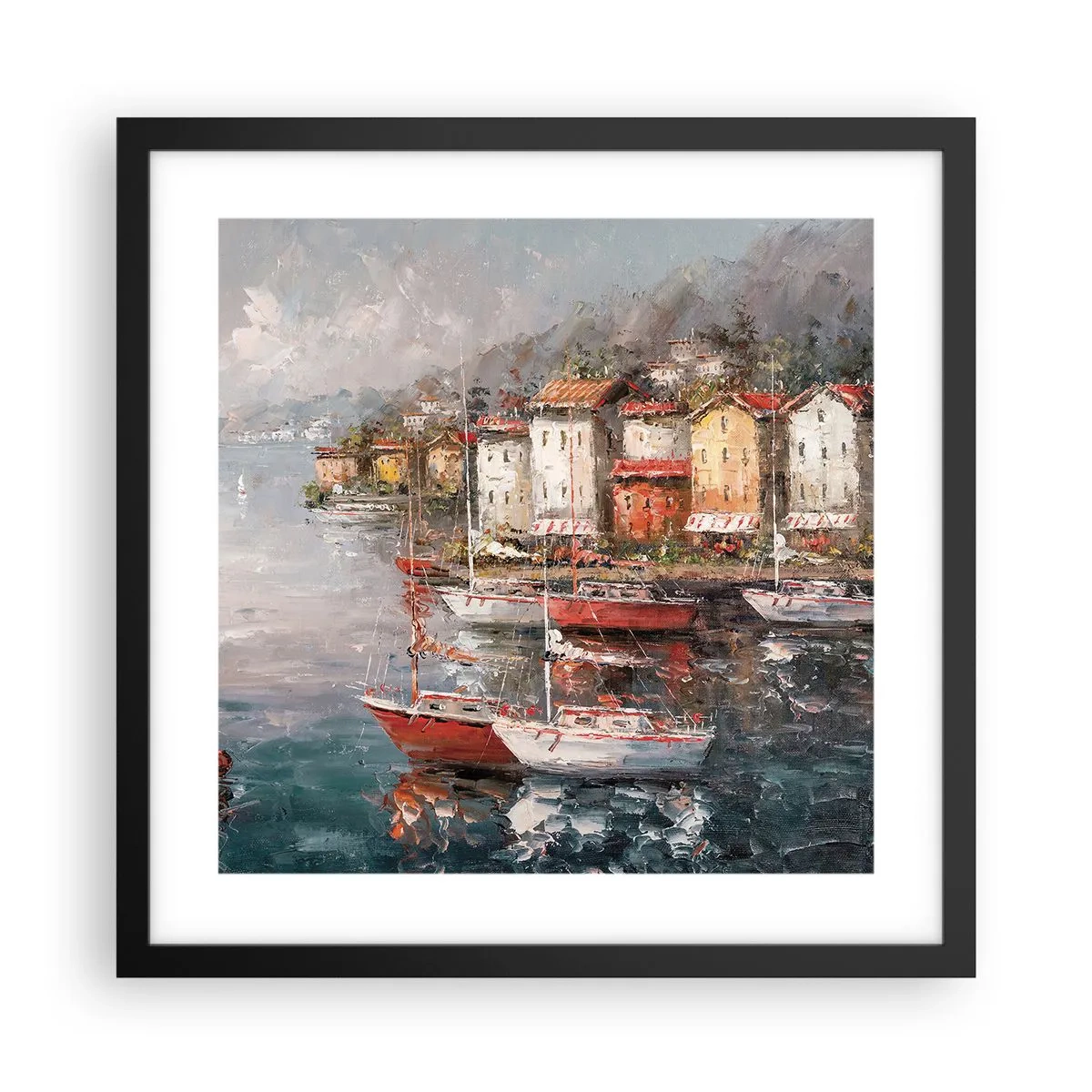 Plakat w czarnej ramie - Romantyczna przystań - 40x40 cm