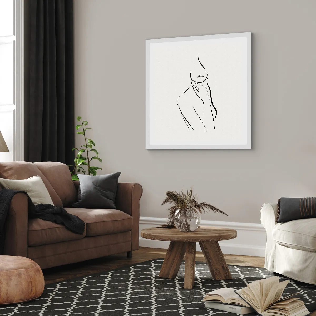 Plakat w białej ramie - Fala melancholii - 60x60 cm