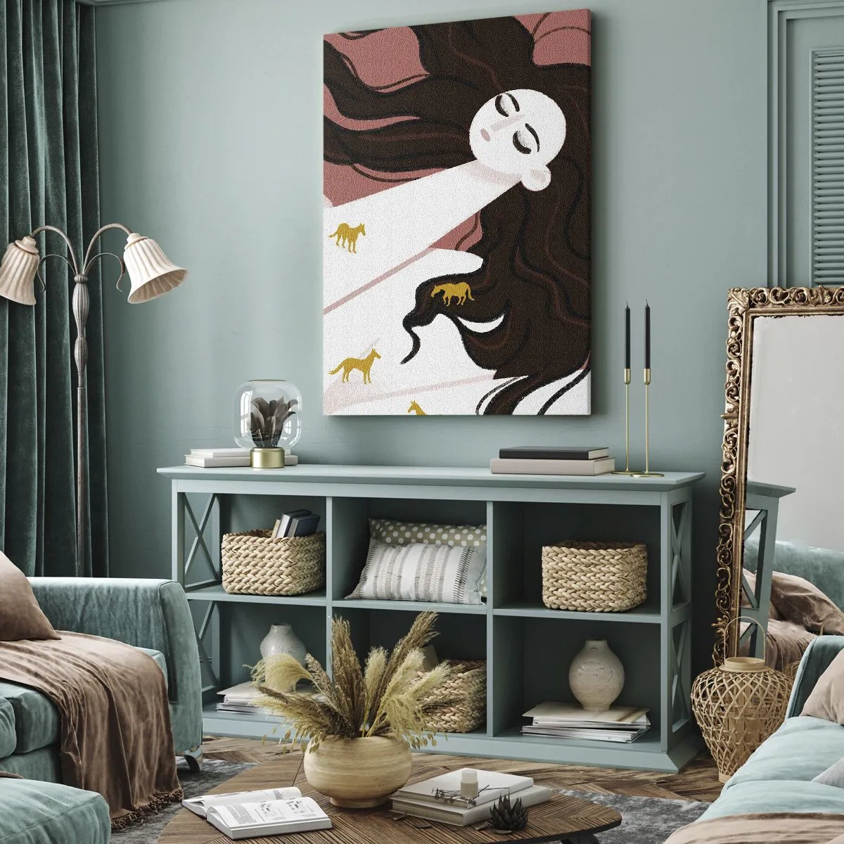 Obraz na płótnie - Sen o złotym koniu - 45x80 cm