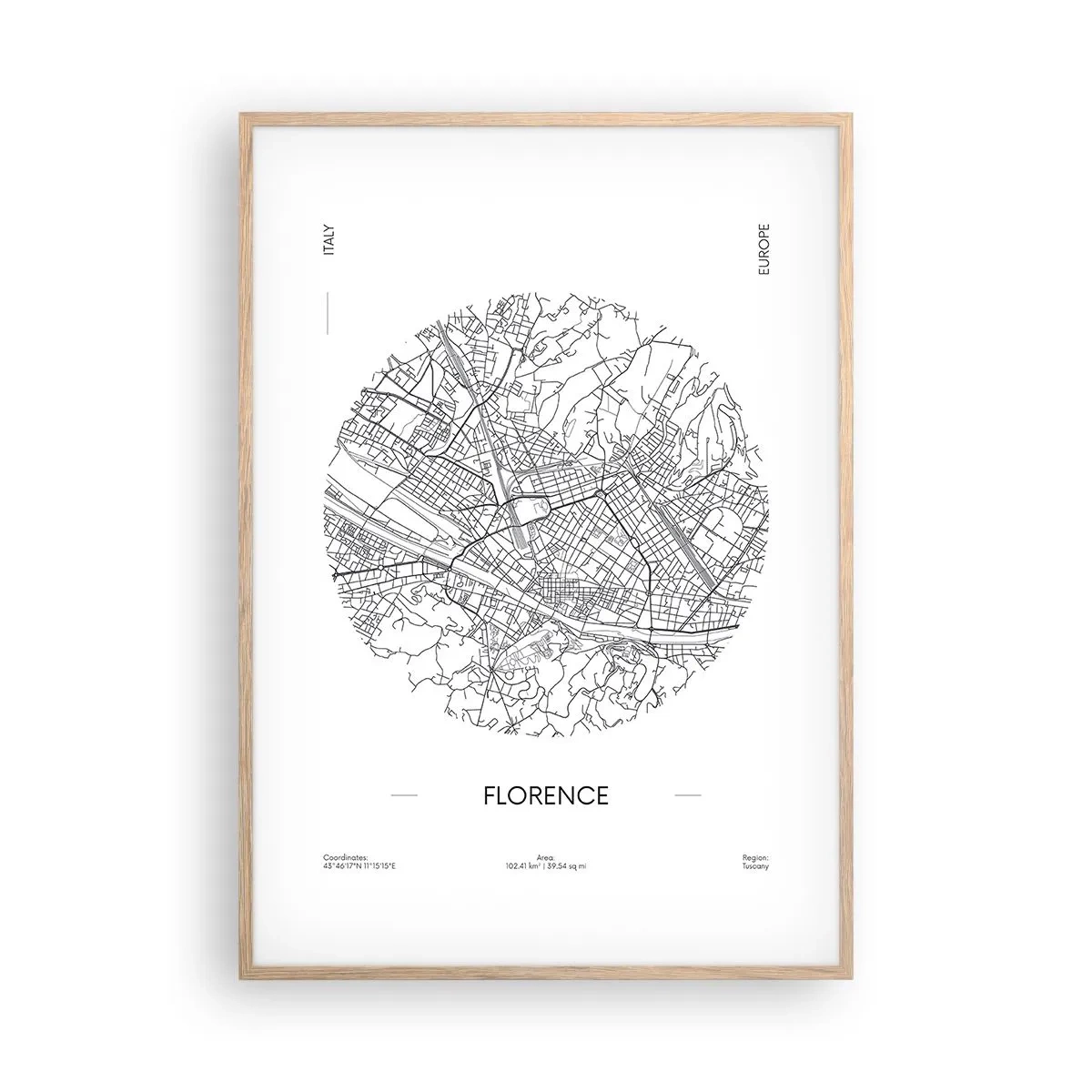 Plakat w ramie jasny dąb - Anatomia Florencji - 70x100 cm