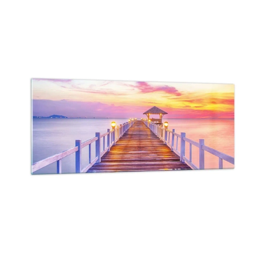 Obraz na szkle - Liliowo-złota cisza wieczoru - 100x40 cm