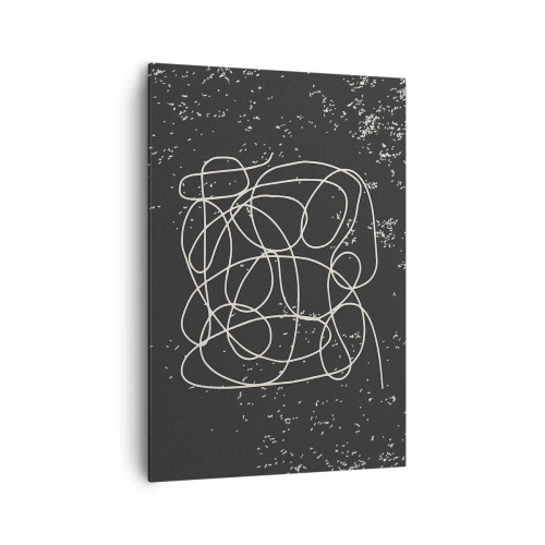 Obraz na płótnie - Abstrakcyjna linia na czarnym tle z drobnymi detalami - 70x100cm - Błądzenie myśli - Nowoczesna dekoracja ścienna do salonu i sypialni ARTTOR