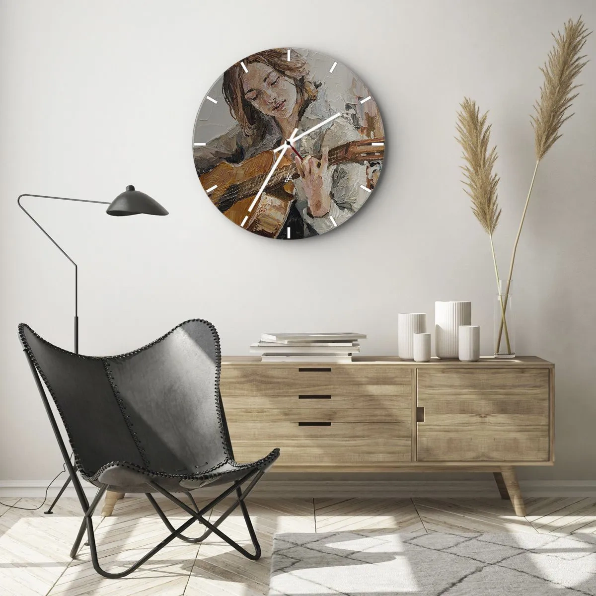 Zegar ścienny - Koncert na gitarę i dziewczęce serce - 40x40 cm