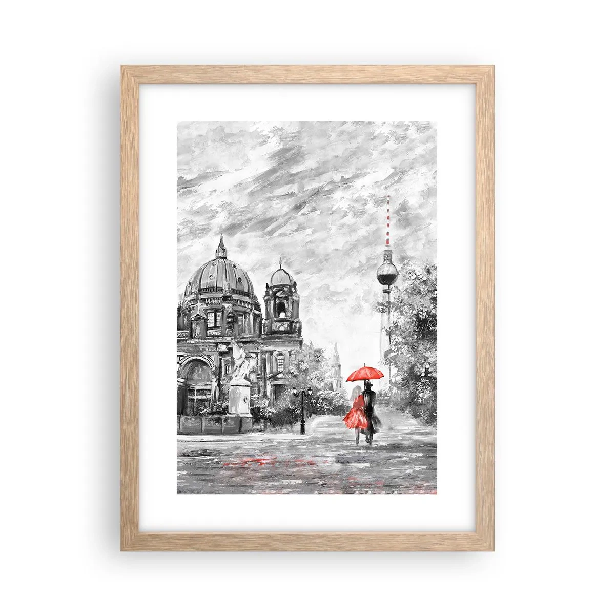 Plakat w ramie jasny dąb - Berlińskie spotkanie - 30x40 cm