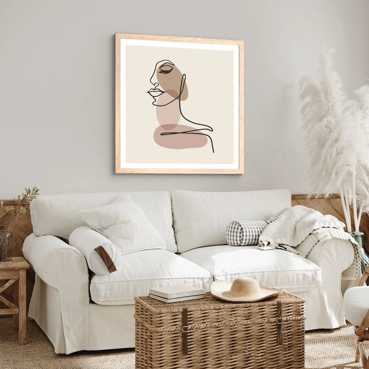 Plakat w ramie jasny dąb - Pewna linia piękna - 50x50 cm